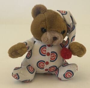 Chicago Cubs Stuffed Plush Teddy Bear W/Pajamas Play By Play Steven 8” VTG
